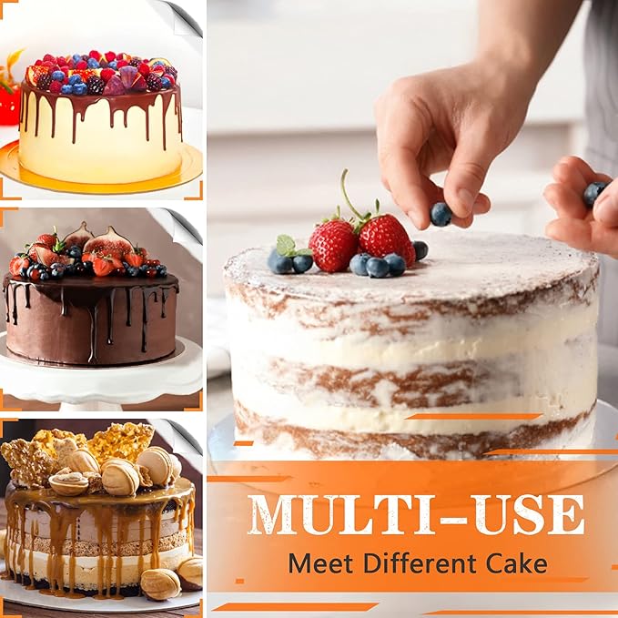E-far 8 x 3 Inch Round Cake Pans, Stainless Steel Deep Cake Baking Pan Tin for Birthday Wedding Party Chiffon Cheesecake, Healthy & Non-Toxic, Straight Side & Dishwasher Safe - Set of 2