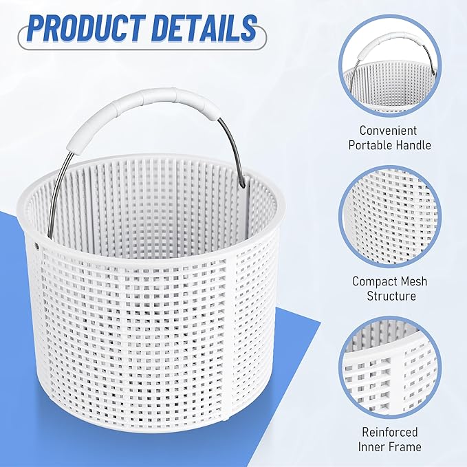 Pool Skimmer Basket Replacement for Hayward SPX1082CA & Aladdin B-152 Skimmers, Skimmer Basket for Inground Pool Replace SP1083 SP1084 1085 1086 SP1075 Baskets - Upgrade Basket with Handle