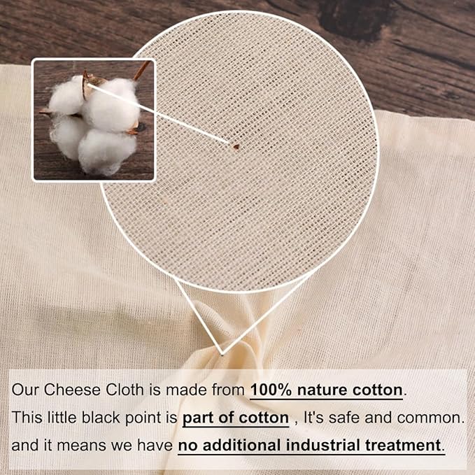10 Pcs Cheese Cloths for Straining, 20x20 Inch Grade 100 Precut Cheese Cloth With Fabric Fine Mesh Cloth, 100% Unbleached Cotton, Reusable Muslin Cheesecloth for Straining, Juicing, Cooking Turkey