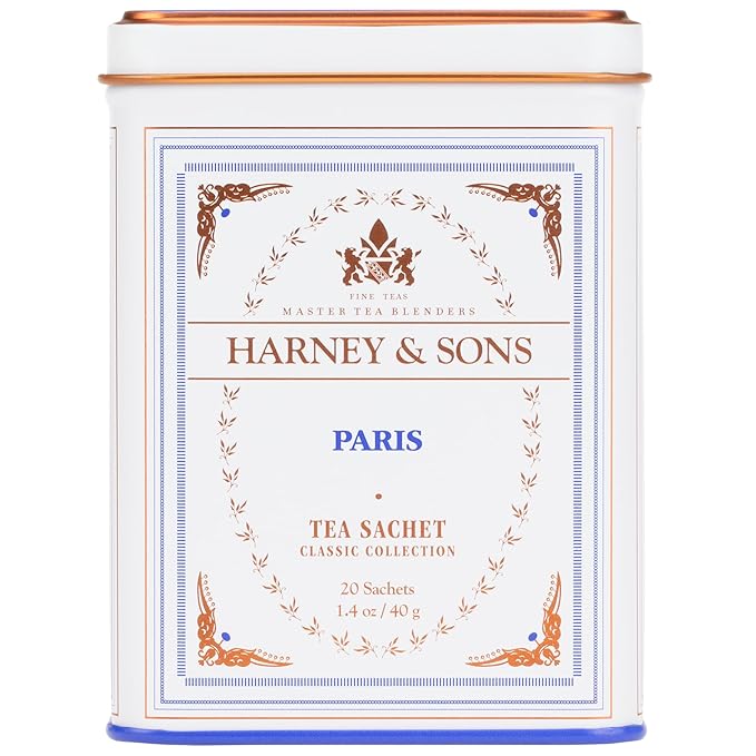 Harney & Sons Paris Flavored Black Tea – 20 Sachets | Fruity Vanilla & Caramel Blend with Hint of Lemony Bergamot