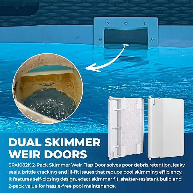 SPX1082K 2 Pack White Swimming Pool Skimmer Weir Door Assembly Kit Compatible with SP1082 SP1083 SP1084 SP1085 SP1086 SP1075 Models