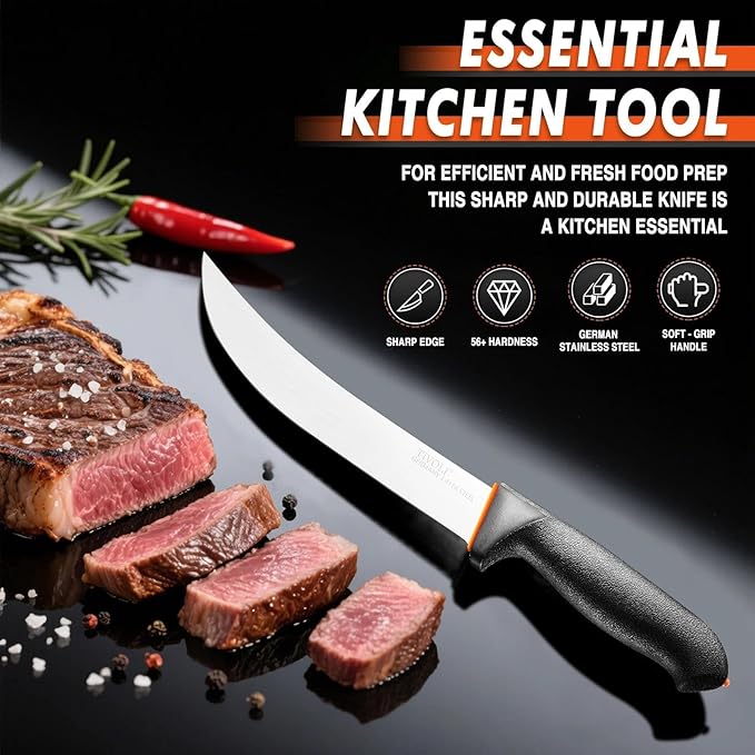 TIVOLI Slicing Knife 10 Inch - Brisket Knife with Ergonomic Non-Slip Softgrip & German Stainless Steel Razor Sharp Blade for Meat Cutting,Slicing - Gift for Men Women