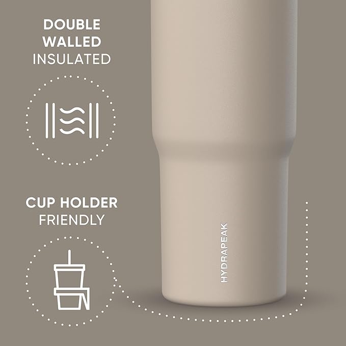 Hydrapeak Nomad 32 oz Tumbler with Handle and Straw Lid, Leakproof, Double Insulated, 32oz Cup Stainless Steel (ST-Latte)