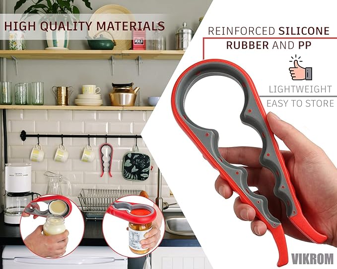 3 Pcs Rubber Jar Opener Grippers Tools for Seniors - Rubber Jar Opener Gripper Pad and 2 Openers for Seniors with Weak Hands, Ergonomic Handle, Easy to Use, Fits Up to 2.7 Inch Caps, Mothers Day Gift