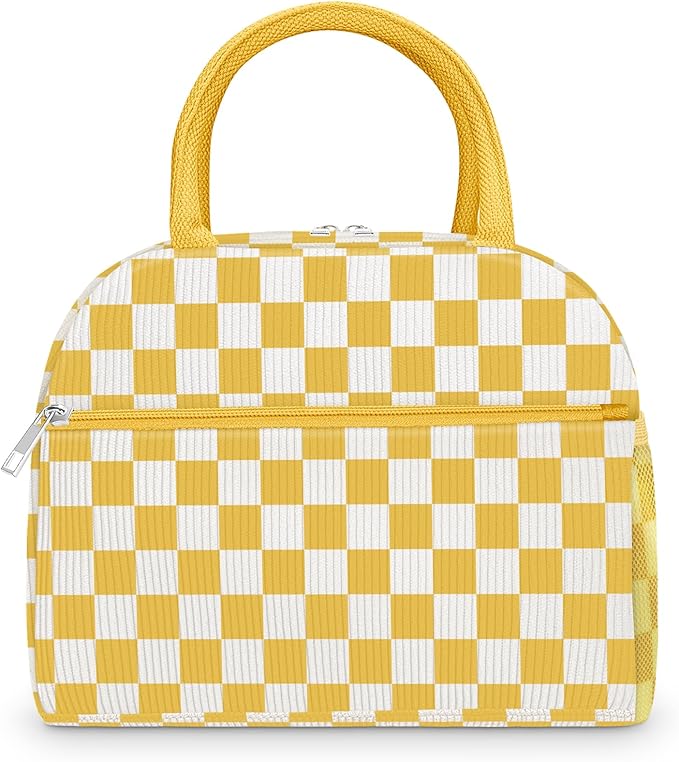 DALINDA Corduroy Lunch Box for Women,Insulated Lunch Bag Cute Cooler Tote Bag,Reusable 11L Large Capacity for Work Camping Picnic