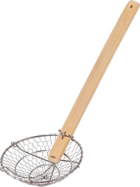 Joyce Chen Kitchen Spider Strainer Stainless Steel 5-Inch Wire Basket with Heat-Resistant Bamboo Handle