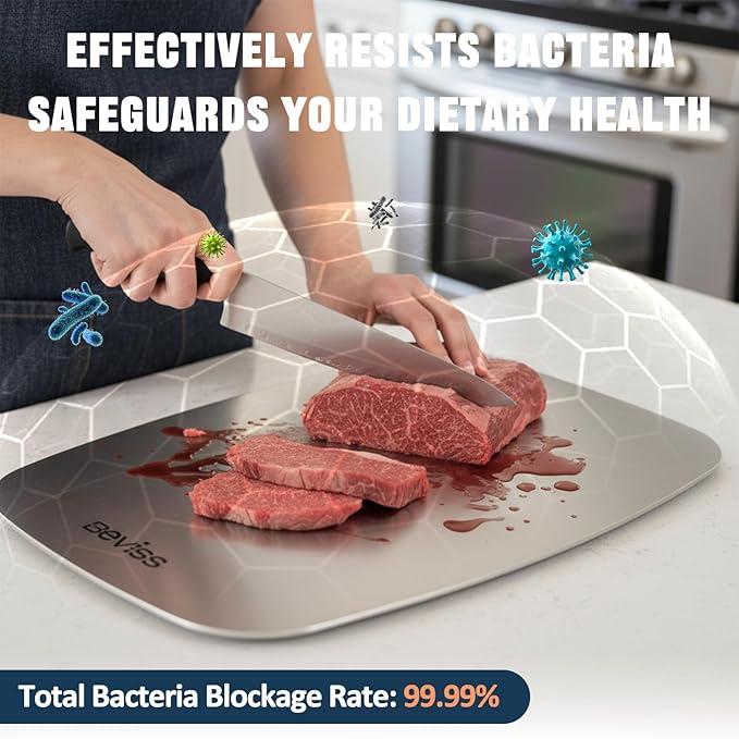 Cutting Board Non-Toxic, 304 Stainless Steel Cutting Board Double Sided, 13.66" x 9" Chopping Board for Kitchen, Dishwasher Safe Chopping Board for Meat, Vegetables or Fruit, Medium