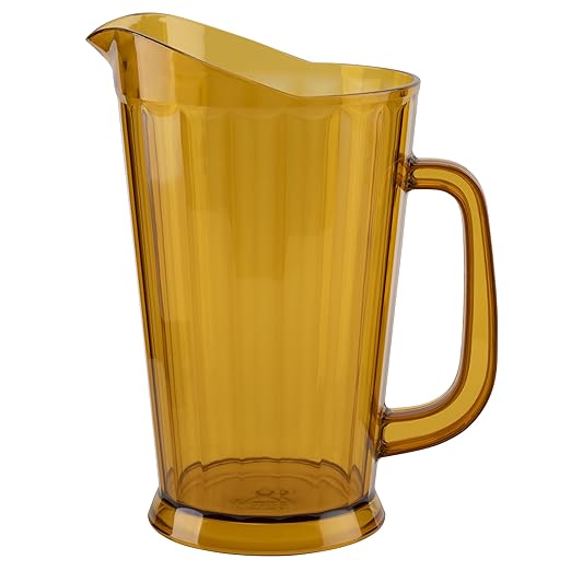 60 oz. Amber Plastic Pitcher, Dishwasher Safe, Break Resistant, for Indoor and Outdoor Entertaining, by G.E.T. P-1064-1-A (Pack of 12)