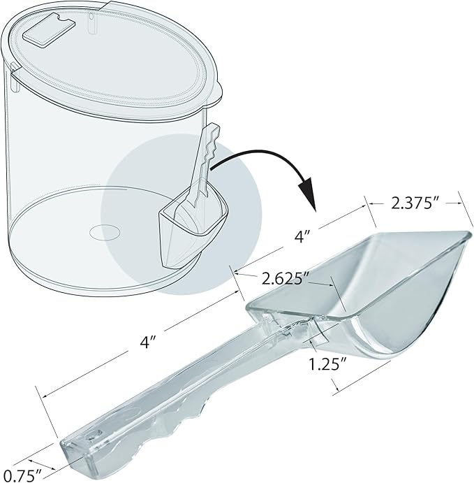 Azar Displays 400421 Clear Acrylic Candy Bin with Scooper – 2.5 Gallon (9.47L) Commercial Grade Bulk Food Storage Container, Large Airtight Snack Bin for Candy, Cereal, Coffee, Retail & Kitchen Use