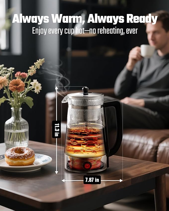Percolator Coffee Pot Electric Coffee Maker, 10-Cup Coffee Percolator with Auto Keep Warm, Stainless Steel Basket, Borosilicate Glass, Cool-Touch Handle