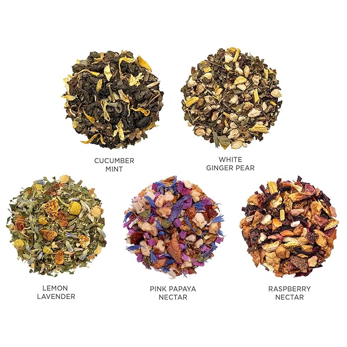 Tea Forte Easter Gifts for Adults -Premium Petite Presentation Box Gift Set Sampler, 10 Count, 2 of Each Blend Individually Wrapped Handcrafted Pyramid Infuser Bags, Mariposa Tea
