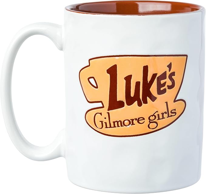 Silver Buffalo Gilmore Girls Wax Resist Ceramic Pottery Mug Featuring Luke's Logo, 17 Ounces