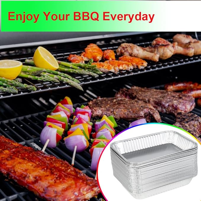 30Pack Grill Drip Pans Compatible for Weber 6415 Grills, Grease Pan Liners for Weber Spirit, Genesis, Traveler, Q Series Disposable Aluminum Foil Grease Trays Accessories 8.5" x 6"