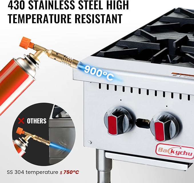 Commercial Gas Stove 4-Burner - 100,000 BTU Countertop Cooking Stove Range, Heavy-Duty Hot Plate, Stainless Steel Cooking Equipment for Restaurant, kitchens, Propane/Natural Gas