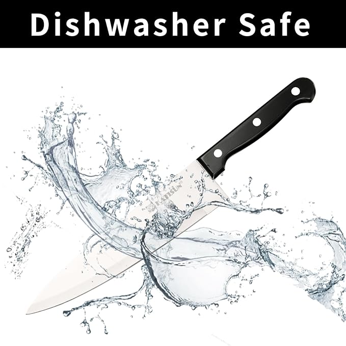 19-Piece Knife Set, German Steel, Durable and Dishwasher Safe, Knife Sets for Kitchen with Block Sets with Built-in Sharpener for Chopping, Slicing, Dicing&Cutting