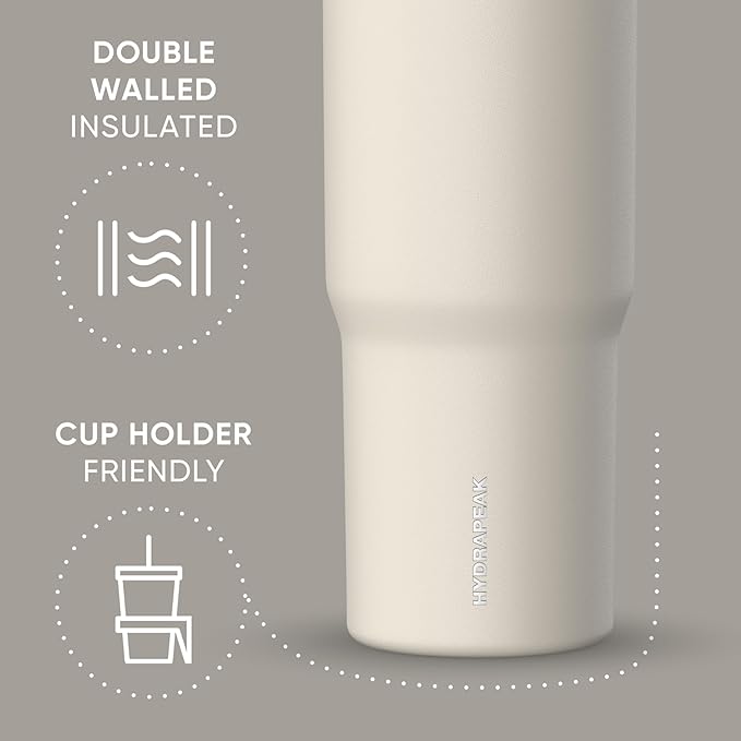 Hydrapeak Nomad 32 oz Tumbler with Handle and Straw Lid, Leakproof, Double Insulated, 32oz Cup Stainless Steel (Stone)