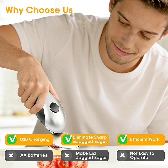 Electric Can Openers in 2026: Automatic Can Opener Electric with Rechargeable. The Can Opener Creates A Smooth Edge, Making It The Best Gift for Seniors And Kids. (Gray)