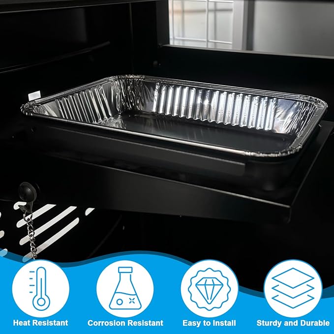 LS'BABQ 93305 83156 Catch Pan Kit for Weber Spirit 200/300, Genesis I & II 200/300 Series, 7515 Grill Grease Tray with 10 Pack 6415 Disposable Aluminum Foil Drip Pan Liners Replacement Parts