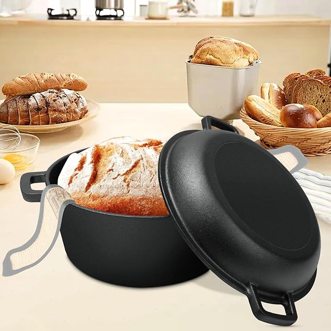 5 Qt Cast Iron Dutch Oven for Bread Baking, Sourdough Dutch Oven with Lid, Dutch Pot with Bread Baking Supplies