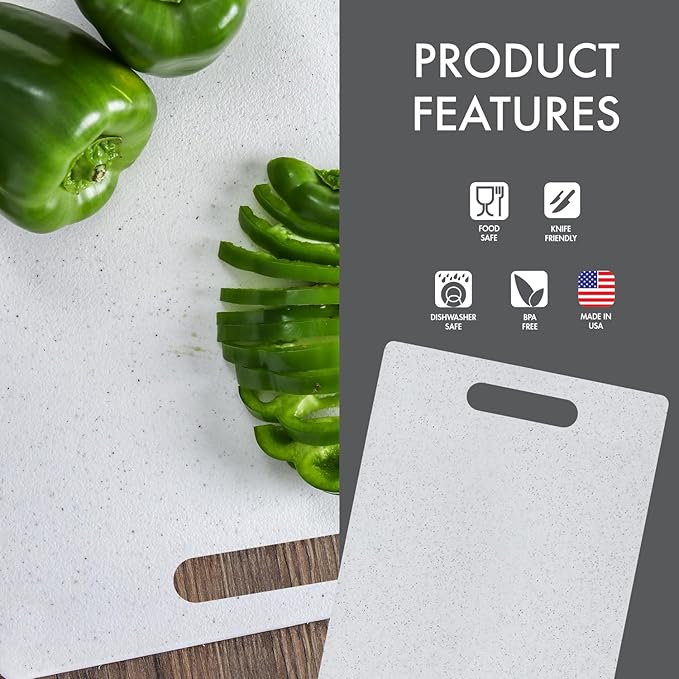 Dexas Superboard Cutting Board with Handle 11 x 14.5 inch Blue Granite, Kitchen Prep Board, Dishwasher Safe, Non-Porous Poly Surface, Made in USA