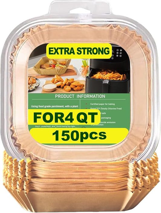 Air Fryer Liners Disposable 4QT/5QT for Chefman Air Fryer, 7.5 Inch 150Pcs Parchment Paper Liners for Chefman 4QT Compact Airfryer & TurboX 4-in-1 Air Fryer 5-Quart