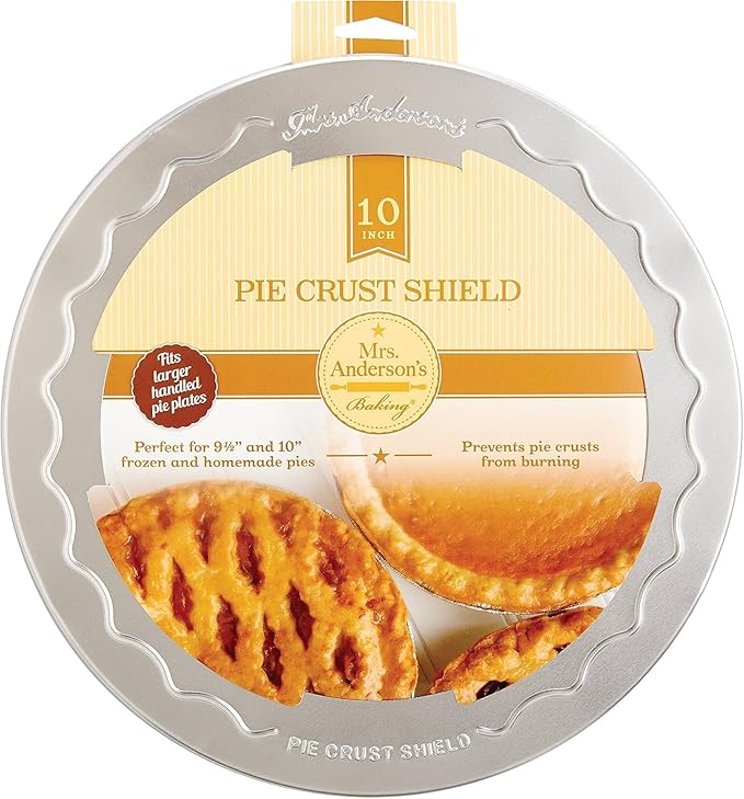 Mrs. Anderson's Baking Pie Crust Protector Shield, Fits 9.5-Inch And 10-Inch Pie Plates, Prevents Over-Browning And Spills