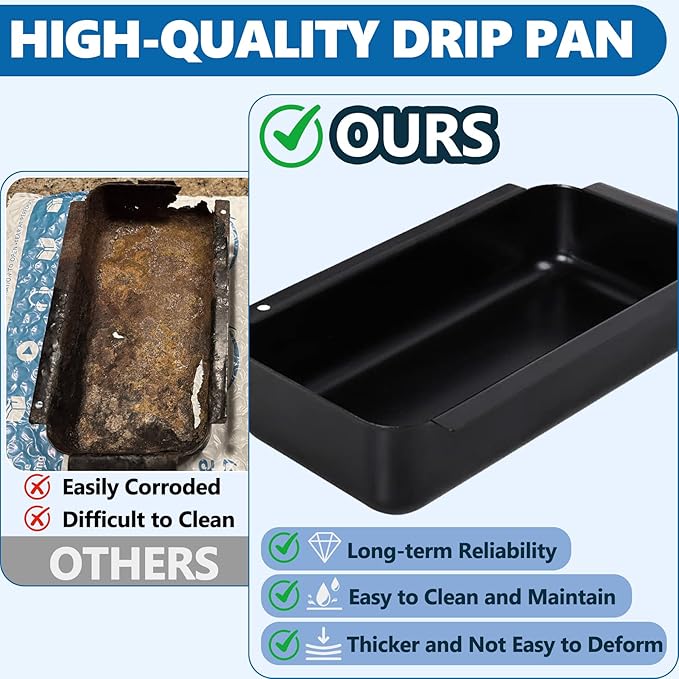 SafBbcue 9328812P06 Grill Grease Drip Pan for Charbroil Gas Grill Drip Tray G416-0015-W1, Grease Cup Catcher Holder with 12 Pack Aluminum Foil Disposable Liner for Charbroil Grills Replacement Parts