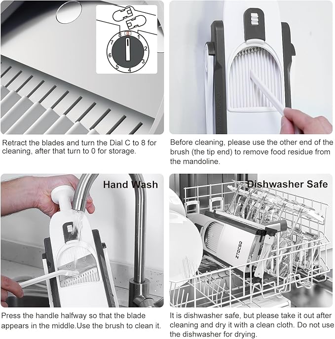 Safe Mandoline Slicer for Kitchen, Vegetable & Food Cutter, Thickness Adjustable 0.1-8 mm. Easy to Clean, Storage, Kitchen Faster Slice Artifact (Only Slice, Gray)