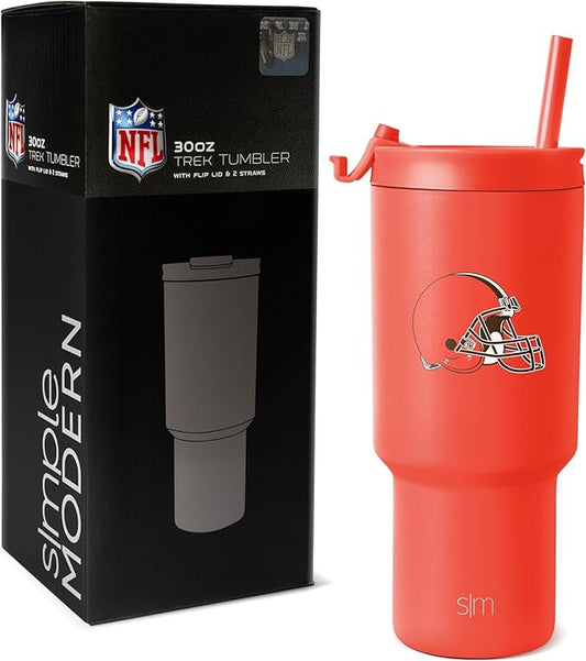 Simple Modern Officially Licensed NFL 30oz Tumbler with Flip Lid and Straws | Football Insulated Stainless Steel Cup | Gifts for Men Women | Trek Collection