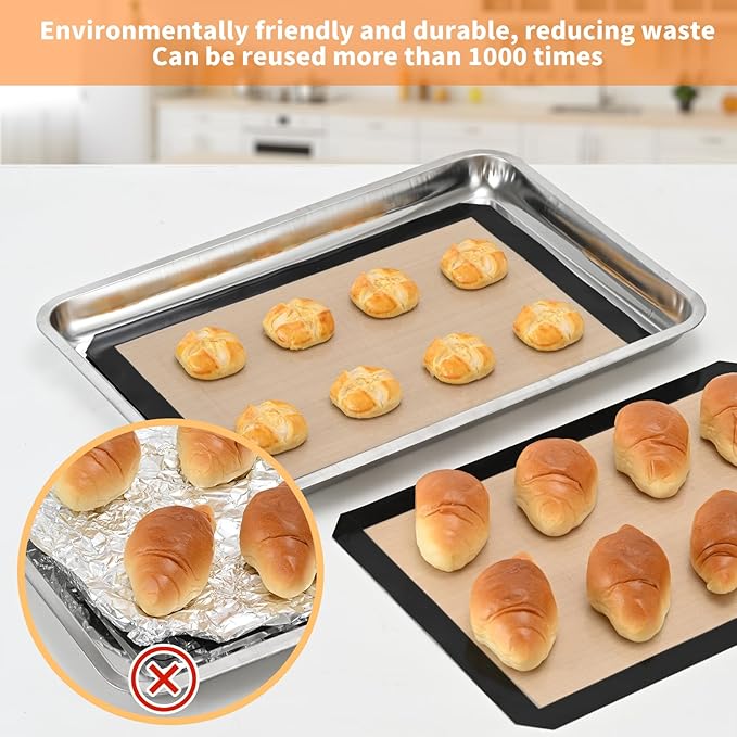 2-Pack Baking Mat with Circles – Silicone Macaron & Cookie Sheet Liners, Non-Stick BPA-Free Reusable Silicone Mats for Half Sheet Pans (16.54" x 11.62"), for Precision Baking & Candy