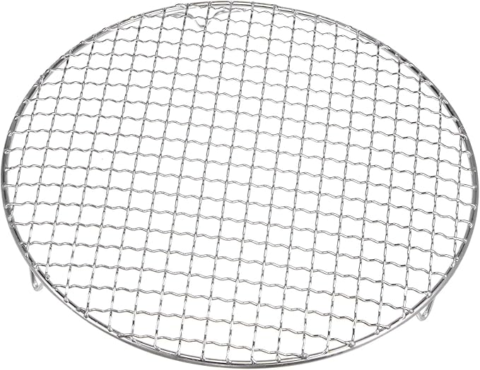 HARFINGTON Round Cooking Rack 10.4-inch 201 Stainless Steel Cross Wire Barbecue Grill Net with 20mm Legs for Cooking Baking Steaming BBQ