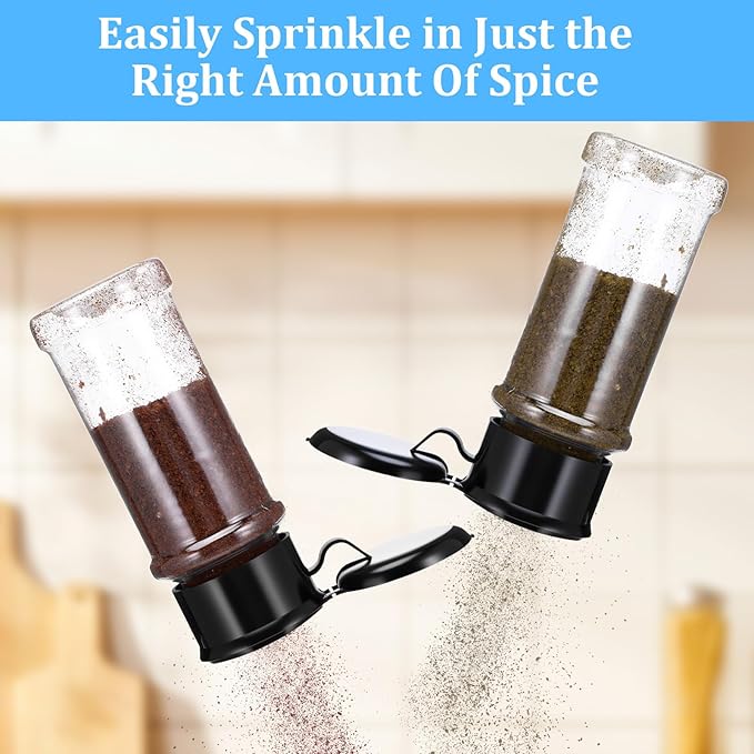 50 Pcs Clear Plastic Spice Jars with Black Shaker Lids Plastic Spice Bottles 3.3 Oz/100ml Empty Seasoning Containers for Powders, and Spices