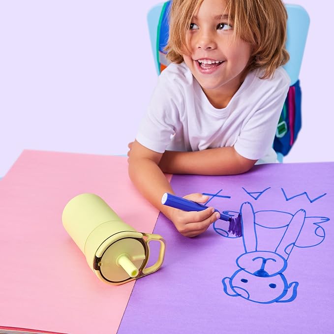 BrüMate Leap 12oz 100% Leakproof Kids Tumbler with Handle and Silicone Soft Straw | Drop Resistant Silicone Sleeve | For Kids 4+ | Insulated Stainless Steel | Cup Holder Friendly | 12oz (Neutron)