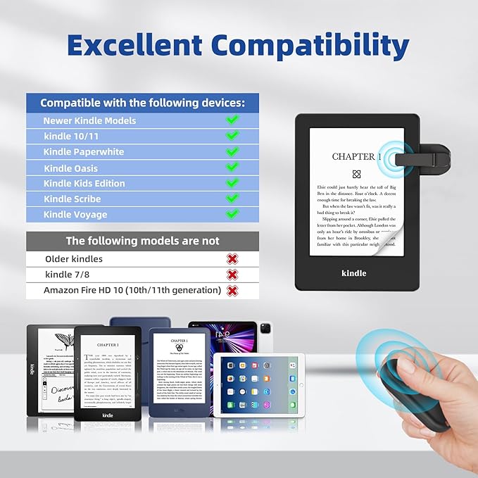 Page Turner for Kindle Remote Control Page Turner Clicker for Kindle Paperwhite Oasis Kobo eReaders Reading Novels Kindle Accessories eBook Accessories with Storage Sleeves