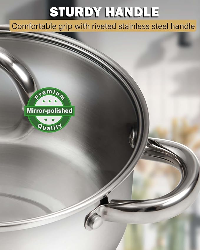 Cook N Home Stockpot with Lid, Basics Stainless Steel Soup Pot, 16-Quart