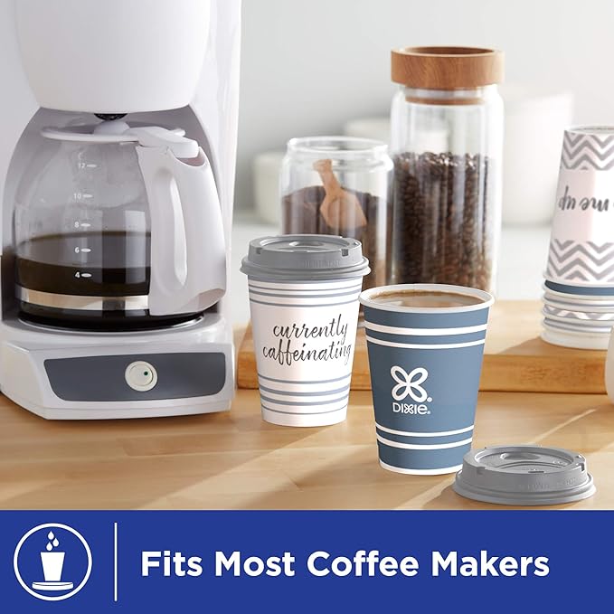 Dixie Paper Coffee Cups With Lids, 12 oz | 14 Count | Pack of 2 | Insulated | For Hot or Cold