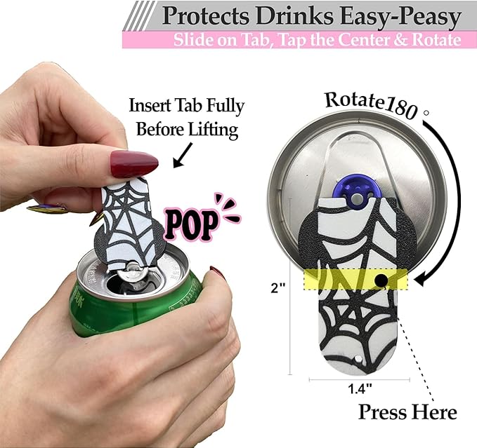 Soda Can Tab Opener Mini Soda Can Cover Easy Tab Opener and Drink Protector Cute Beverage Barricade Soda Protector for Beer,Coke,Aluminum Cans at Party,BBQ, Beach(Spider Web)