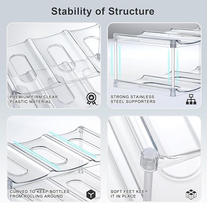 Design for Stanley 40 OZ & Large Bottles & Tumblers with Handle - Acrylic Water Bottle Organizer - Stackable Clear Wine Rack, Cup Holder for Home Kitchen Pantry Shelf Countertop Cabinet, 2 Tier Hold 8
