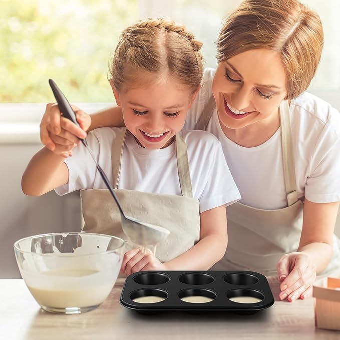 3 Pack Nonstick Muffin Pan Carbon Steel Cupcake Pan Muffin Tin Easy to Clean Tray Bakeware for Baking Cup Cake Cheesecake, 6, 12, and 24 Cup, Jumbo