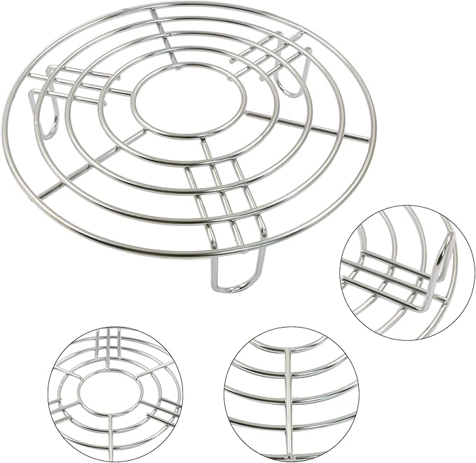 2PCS Round Cooling Racks Stainless Steel Steamer Rack Roasting Rack Cooking Grid Grill Rack Steaming Baking Rack Fits Air Fryer Stockpot Pressure Cooker Round Cake Pan Oven(8",6.89")