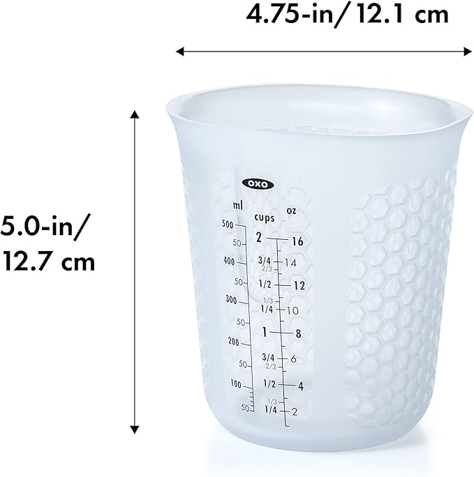 OXO Good Grips 2-Cup Squeeze & Pour Silicone Measuring Cup with Stay-Cool Pattern