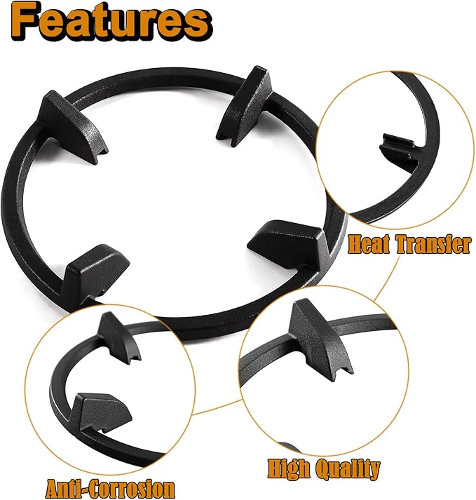 Wok Ring, Replacement Parts for Gas Stove Burner Grates Cast Iron Stove Top Grates Support Ring Universal Non-Slip 9 Inch Samsung GE Whirlpool Kitchenaid LG Range Base Wok Burner Ring