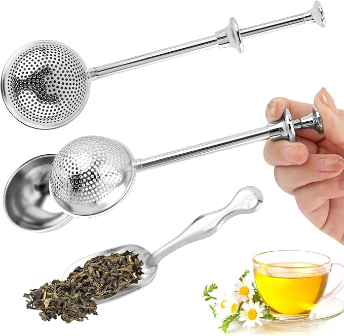 Tea Ball For Loose Leaf Tea, 2pcs Tea-Infuser With Spoon And Handle Stainless Steel Fine Mesh Ball Filter Snap Ball-Tea Strainer(3pcs)