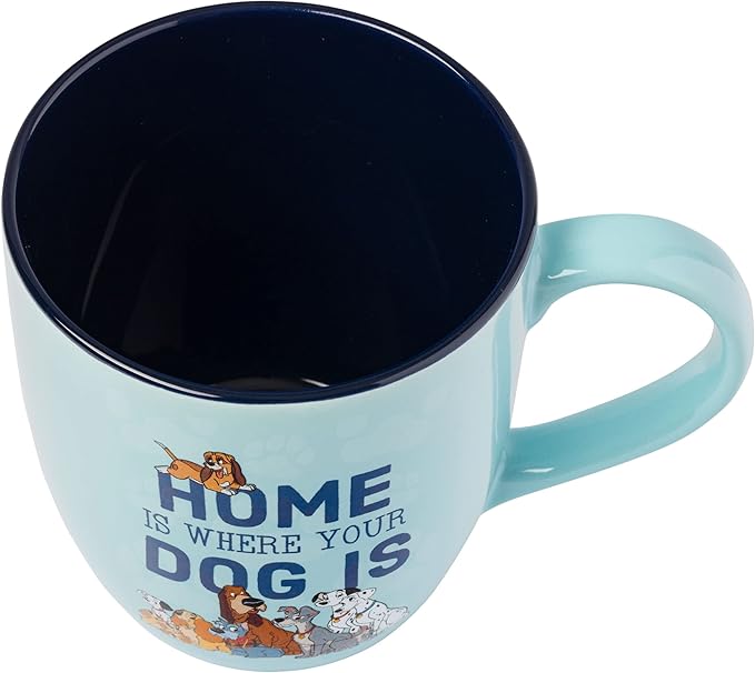 Silver Buffalo Disney Classics Dogs Home Is Where Your Dog Is Featuring 101 Dalmatians, Lady and the Tramp, The Fox and the Hound, and Oliver & Company Ceramic Mug, 18 Ounces