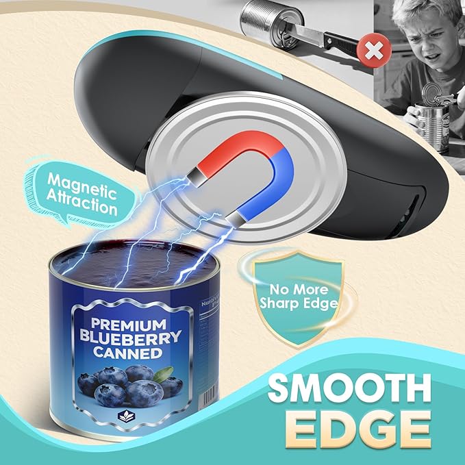 Electric Can Opener, Fits All Can Sizes Automatic Can Opener, One Touch Electric Can Opener for Kitchen Food Safe Smooth Edge, Kitchen Gadgets Battery Operated Can Opener for Seniors Arthritis&Chef