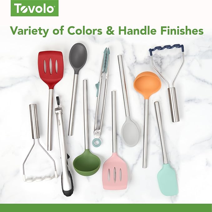 Tovolo Silicone Ladle With Stainless Steel Handle Deep Soup Ladle for Cooking Canning Serving Soup Punch Stew Sauce, Large Kitchen Utensil Spoon Dishwasher Safe BPA Free Silicone Pesto Green