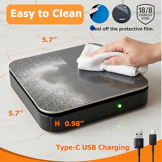 11lb Digital Kitchen Food Scale with Pull Out Display & Meat Thermometer, 0.1g Precision Wireless Scale for Baking, 304 Stainless Steel, LED Screen, 5 Units, USB Rechargeable