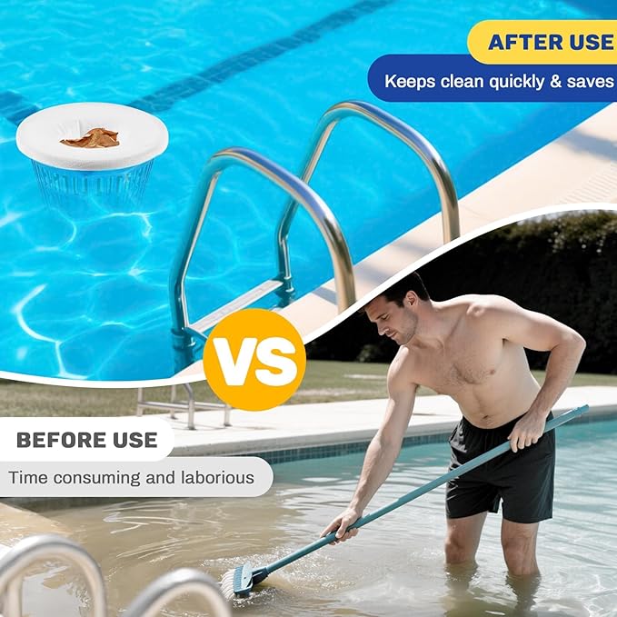 Sukh 30 Pack Pool Skimmer Socks - Pool Socks for Skimmer Basket, Traps Dog Hair, Sand, Pollen & Leaves, Protects Filter & Pump System, Universal Fit for Inground & Above Ground Pools, Pool Accessories