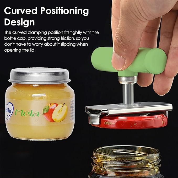 Cap Crack Opener, Adjustable Stainless Steel Twist Lid Opener, Mutil Lid Opener, Non-slip Ergonomic Grip Bottle Opener for Weak Hands
