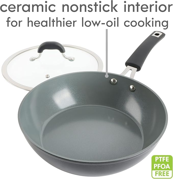 Kenmore Arlington 3.5 QT Aluminum Sauté Pan W/Lid - Black Diamond